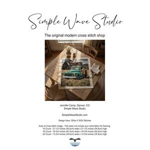 Highland Cow with Vintage Truck Counted‎ Cross Stitch Pattern Chart